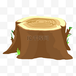 木质木头图片_木质木墩卡通插画
