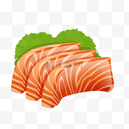 寿司三文鱼手绘图片_料理生鱼片三文鱼