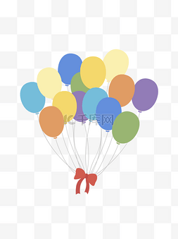 漂浮卡通气球图片_可爱卡通彩气球蝴蝶结矢量海报漂