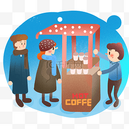 冬季围巾图片_冬季早晨买咖啡