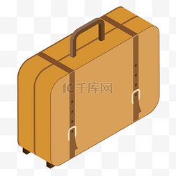 卡通手绘棕色行李箱插画