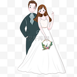 手绘婚纱手绘婚纱图片_手绘婚礼小人插画白色