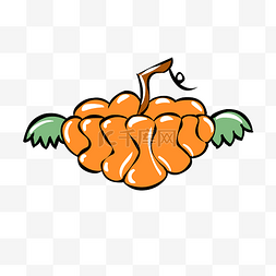 卡通蔬菜简笔画图片_万圣节橙色手绘风会飞的卡通南瓜