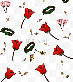 花环图片_红色的玫瑰花底纹插画