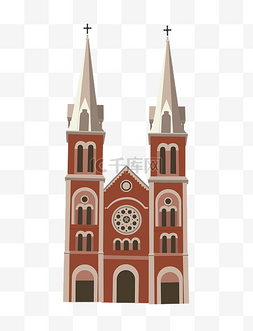 手绘教堂建筑插画