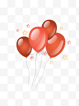 红色气球图片_红色国庆庆典手绘节日气球素材
