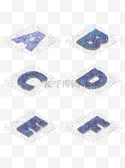 2.5D科技化英文数字设计元素