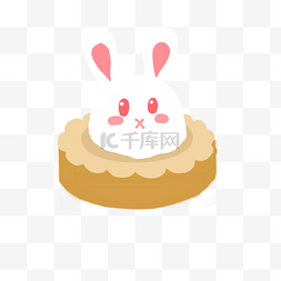 中秋蛋糕图片_兔子月饼蛋糕手绘插画