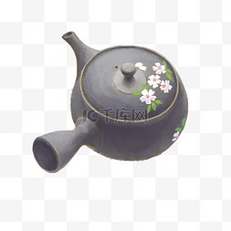 泡茶手绘图片_中国古风手绘物件插画茶壶