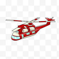 红飞机图片_红色精美直升机插画