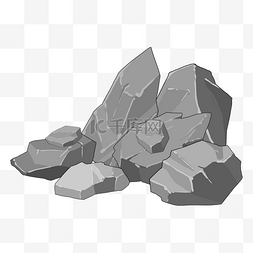 灰色石头图片_手绘岩石石头组合图