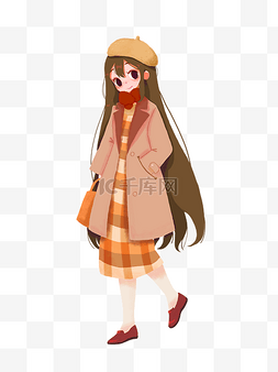 冬季暖色少女穿搭可爱日系站姿工