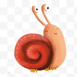 一只可爱的红色蜗牛免扣图