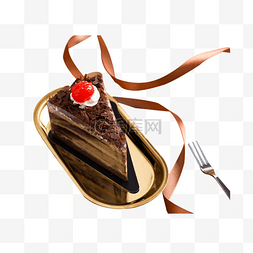 一块蛋糕和一个叉子