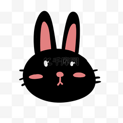 可爱兔子头像图片_黑色兔子系列手绘卡通插画
