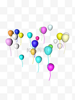 气球竖幅图片_3D彩色气球C4D建模漂浮气球素材