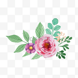 玫瑰花环手绘图片_森系小清新水彩手绘绿叶花朵