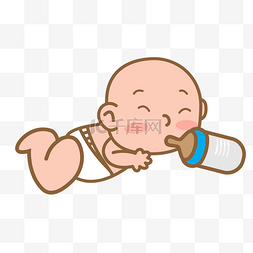 网页界面设计图片_母婴喝奶瓶的宝宝免抠