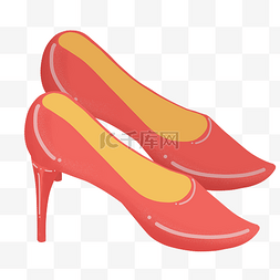 鞋子广告插画图片_卡通手绘妇女节插画高跟鞋