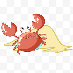可爱小动物插画图片_夏日沙滩小海蟹插画