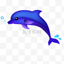 海豚免抠png图片_卡通紫蓝色的海豚免抠图