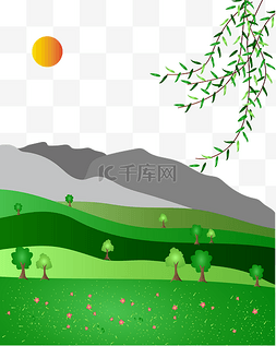 矢量免扣绿色春天