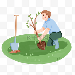 植树节人物移植树木