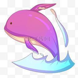 鲸鱼卡通插画图片_卡通手绘粉色鲸鱼遨游插画