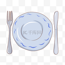 餐盘抠图图片_手绘餐具餐盘刀叉插画