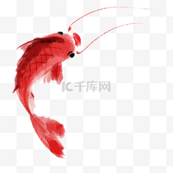 海底动物小鱼图片_水墨鲤鱼装饰插画