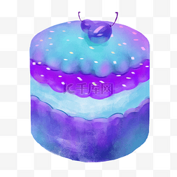 蓝色梦幻蛋糕插画