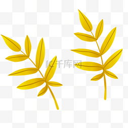 黄色树叶植物元素