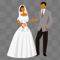 卡通结婚的情侣图片_扁平矢量西式婚礼上的新人
