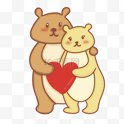 两只相爱的熊插画