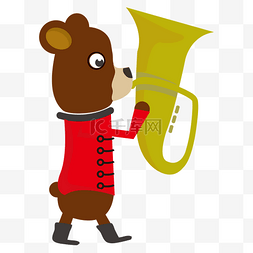 音乐教室图片_矢量扁平正在吹大抱号的小熊