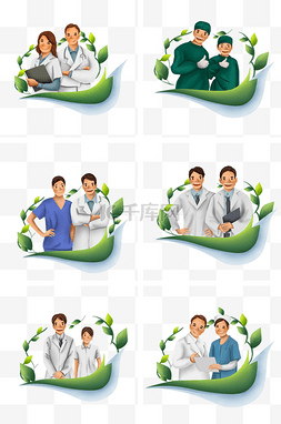 医院医护人员图片_手绘医疗医院女医生和男医生