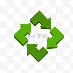 绿色可回收标志图片_绿树循环回收免抠图