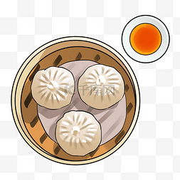 手绘美食一屉小笼包插画