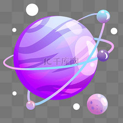 太空紫色图片_卡通紫色星球插画