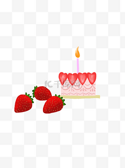 草莓蛋糕手绘图片_手绘草莓蛋糕可商用元素