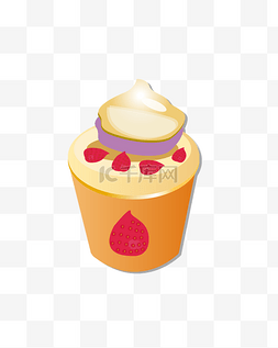 黄色的草莓蛋糕插画