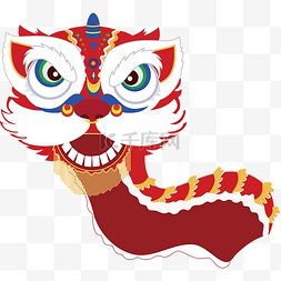 猪年插画图片_新年舞狮手绘插画png图片