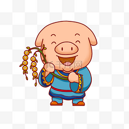 小猪贺新年图片_手绘卡通新年招财猪