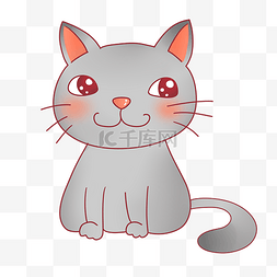 灰色猫咪图片_可爱卡通动物灰色猫咪