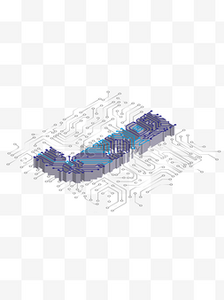 2.5D科技化J英文数字设计元素