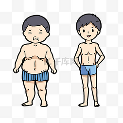 减肥对比图片_胖男孩和瘦子男孩对比