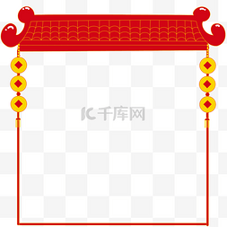 大红富贵图片_中国风屋檐边框矢量图