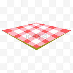 三角格子图片_红色格子野餐布免抠图