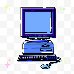 蓝色的电脑手绘插画