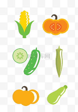 蔬菜卡通亮色图标素材